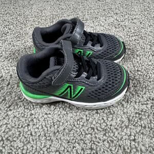 New Balance 680 v6 Velcro Gym Shoes Gray Green Sneakers Toddler Size 6